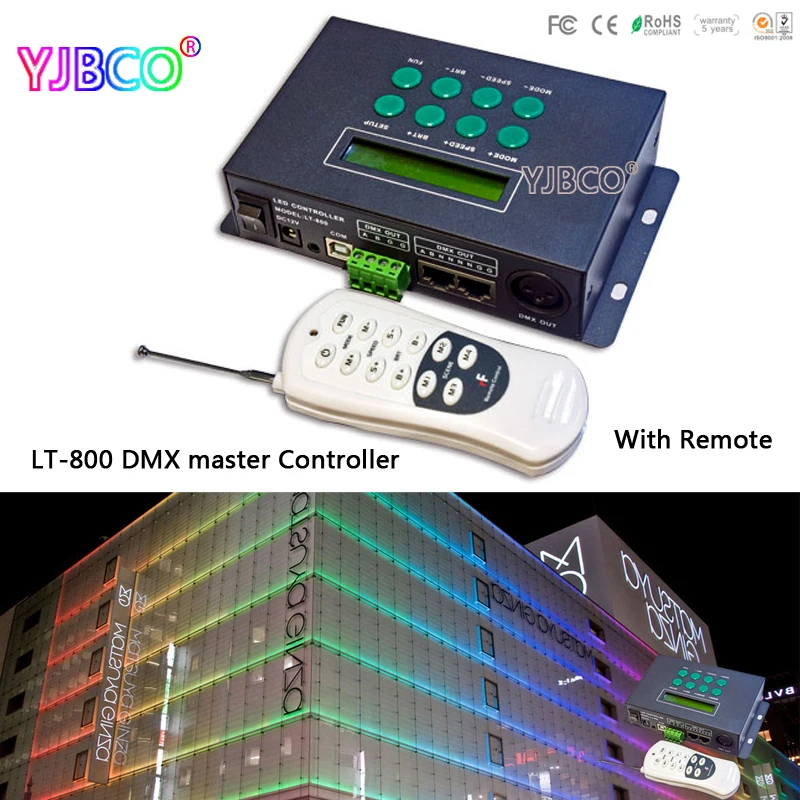 

LT-800; LED RGB/DMX Controller with remote;39 changes modes,receive DMX512 signal,with time and date