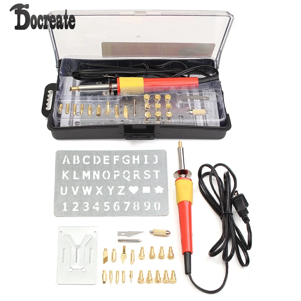 30w 110v Wood Burning Pyrography Set Pen Tips Art Crafts Tools Kit Wood Burning Pyrography Set Pen Tips