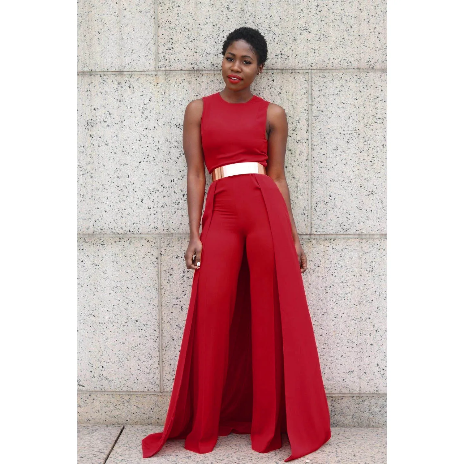 plus size womens red jumpsuit