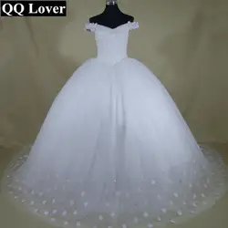 QQ любовник Роскошные Цветы из бисера большой поезд свадебное платье Элегантные цветы регулируемые повязки Vestido De Novia