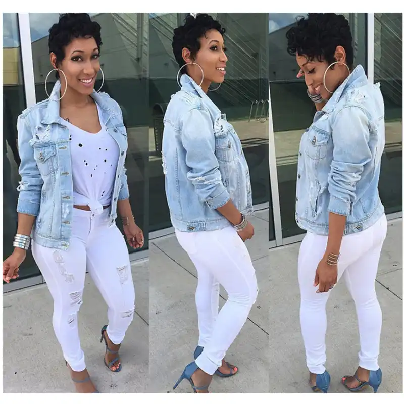 women's plus size short sleeve denim jacket