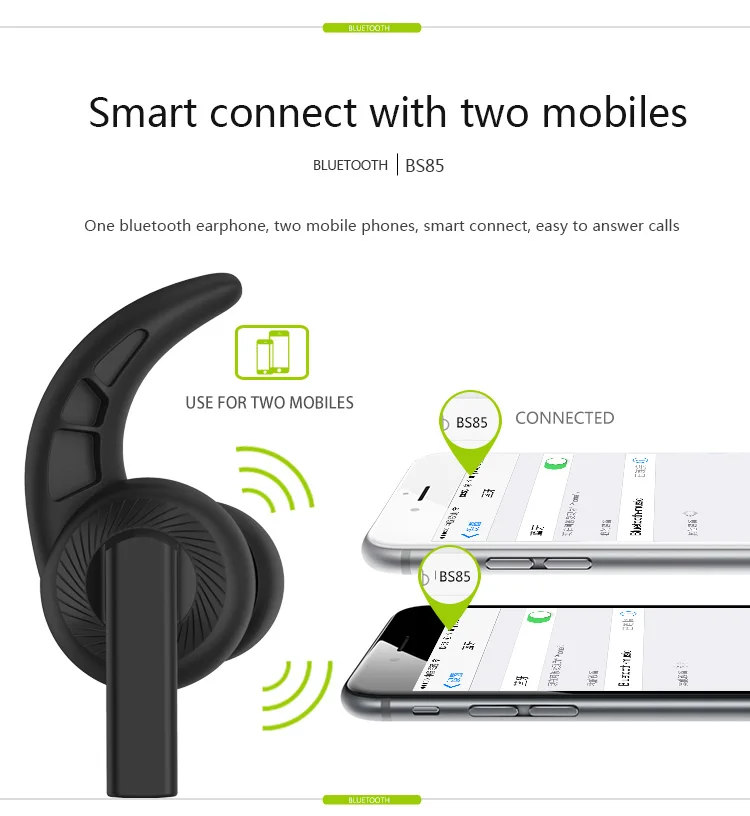 Langsdom Sports Bluetooth BS85 Wireless earphone with Microphone for iPhone xiaomi Samsung Mobile Phone Auriculare