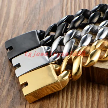 

113g Silver Color Gold Color Black Color Stainless Steel Casting Cuban Curb Link Chain For Strong Men's Cuff Bracelet Jewelry