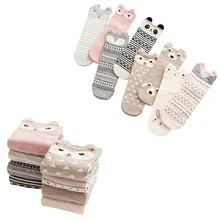6 пар, женские осенне-зимние милые 3d уши, Мультяшные животные, женские хлопковые носки, повседневные стандартные целомудрие, носки в японском стиле
