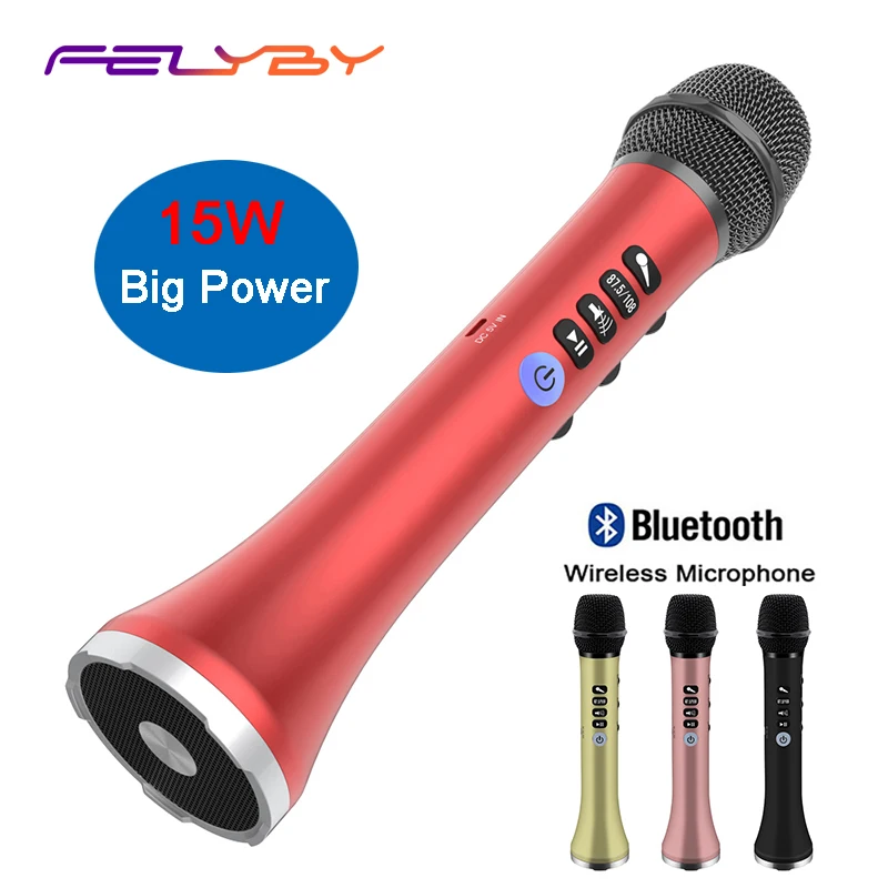 

FELYBY Professional Portable Wireless Bluetooth Karaoke Microphone Speaker 2-in-1 Handheld Sing/Recording Dynamic Car Microphone