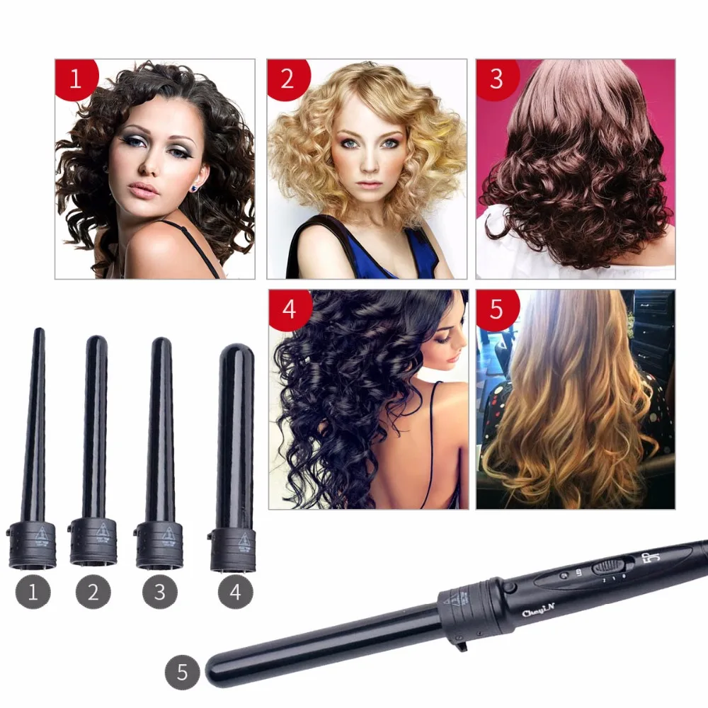 Hot 5 Part Hair Curling Iron Machine 5P Ceramic Hair Curler Set 5 Sizes