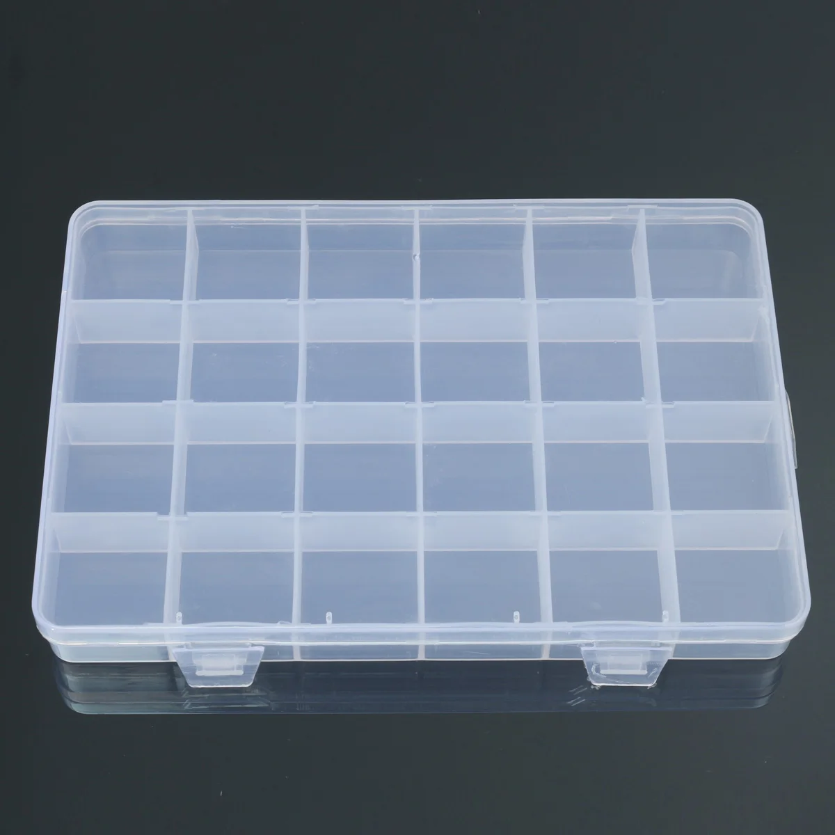 BUG HULL Craft Storage Container Jewelry Box with Adjustable Dividers for Beads Art DIY Crafts Jewelry Fishing Tackle Metal Parts Accessories Screws Button 2 Pack 24 Grids Clear Plastic Organizer Box 