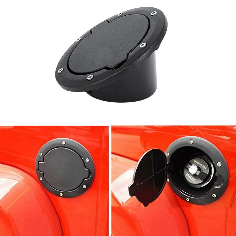 Black Jeep Fuel Filler Cover Gas Tank Cap Cover For 2007-2016 Jeep Wrangler