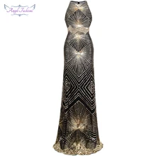 Angel-fashions мерцающие золотые блестки Гэтсби Хлопушка суд Поезд Макси вечернее платье 402