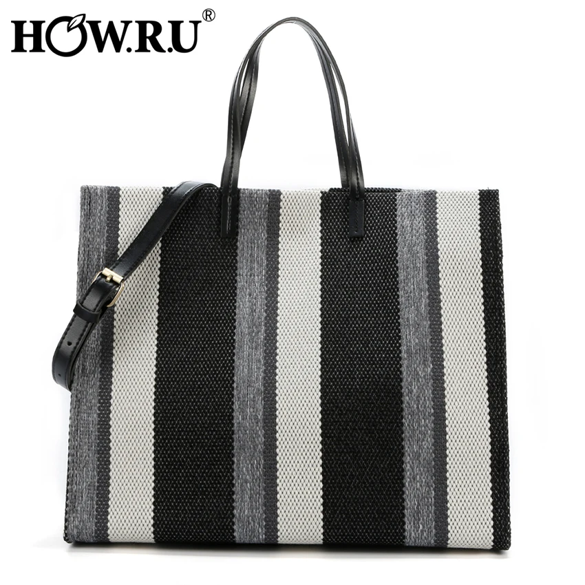 HOW.R.U Large Tote Bags for Women Good Quality PVC Cotton Linen Large