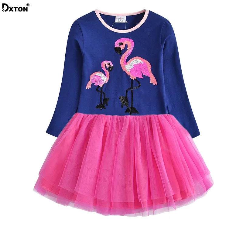 Dxton/платья для маленьких девочек Детские платья с героями мультфильмов одежда для маленьких девочек рождественские платья для девочек платья с длинными рукавами для От 3 до 8 лет, LH4575