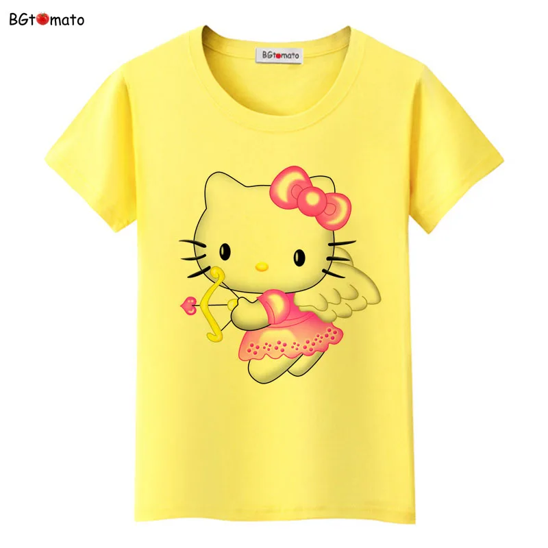 BGtomato hello kitty, милые футболки с героями мультфильмов, женская летняя классная одежда, брендовые Топы хорошего качества, удобные повседневные рубашки - Цвет: 11