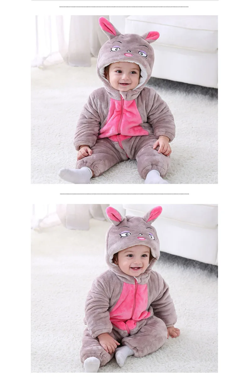 Brand New Baby Rompers Winter Thick  Baby Boy Girls Outdoor Wear Clothes Cotton Baby Romper Long Sleeve Newbore Rompers Hat 08