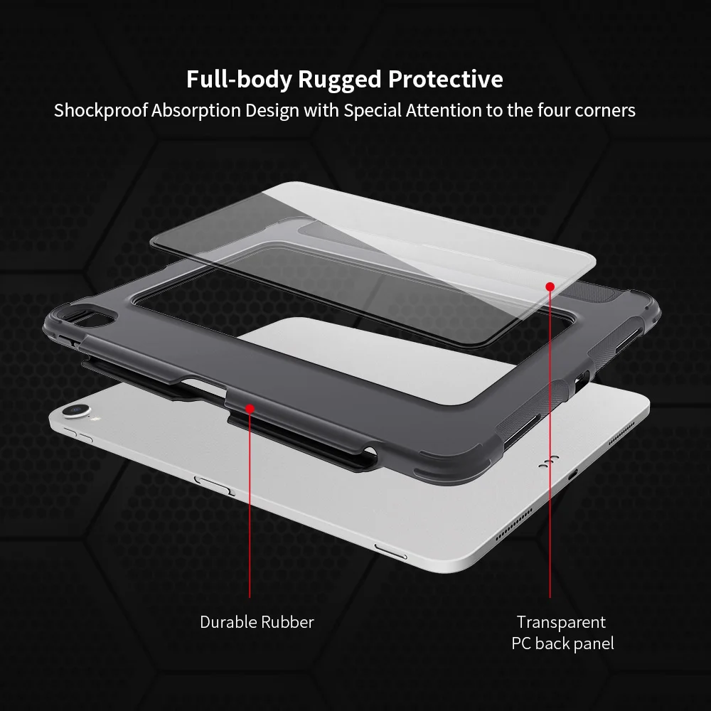 Для iPad Pro 12.9 2018 Чехол для карандаша Прозрачный противоударный сверхмощный