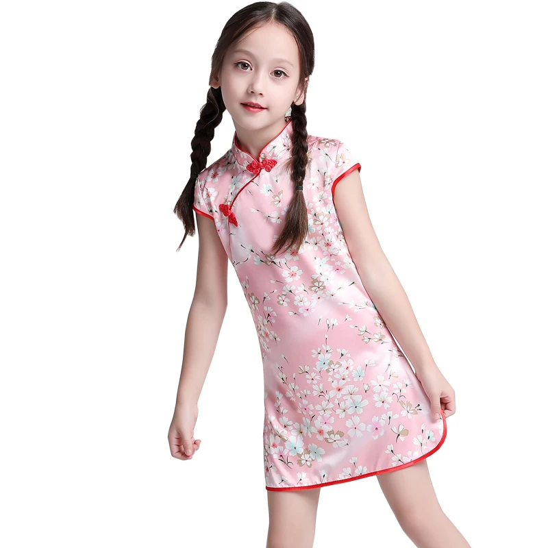 Lovely Chinese Traditional Girl's Cheong-sam Dress Beauty Little Princess Baby Party Gown Dress  Baby Flower Girls Dress