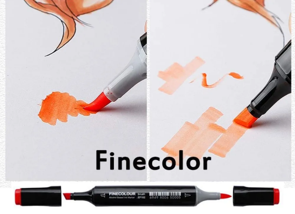 Professional-Brush-FINECOLOUR-Art-Marker-Twin-Tip-Soft-Brush-Round-Alcohol-Base-Ink-Comic-Design-Art