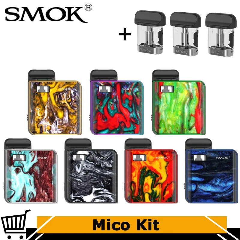 

Original SMOK MICO Kit with 700mAh Mico Battery 10-26W MICO MOD 1.7ml Cartridge Pod Mesh Electronic Cigarette Vape MTL Vaping