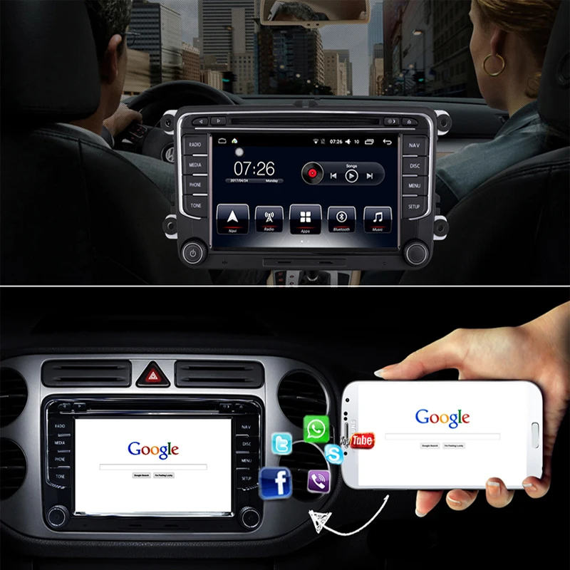 Perfect D-NOBLE 2 Din 7 Inch Android 7.1 Car DVD Player GPS Navigation Car Radio Stereo FM RDS WIFI 3G Bluetooth for VW CC Passat Golf 5