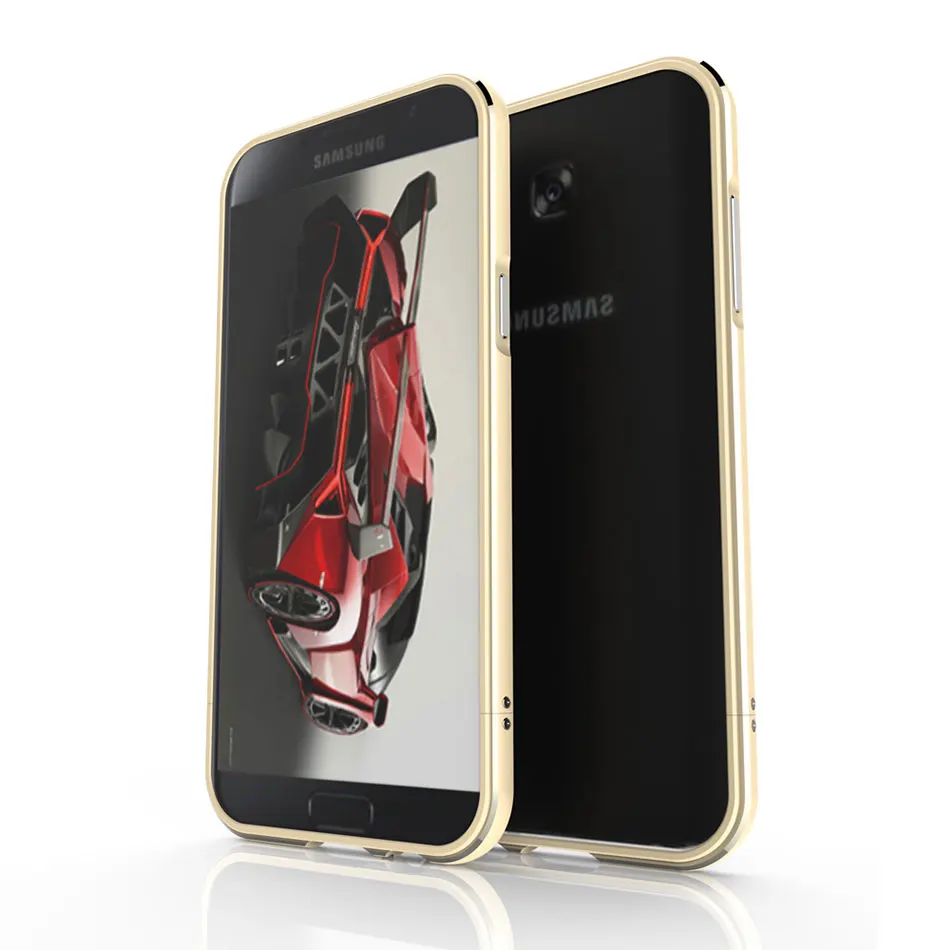 Роскошный алюминиевый бампер для Samsung Galaxy A3, A5, A7 Новинка года противоударный жесткий чехол для телефона высшего качества с кожаным ремешком - Цвет: Золотой