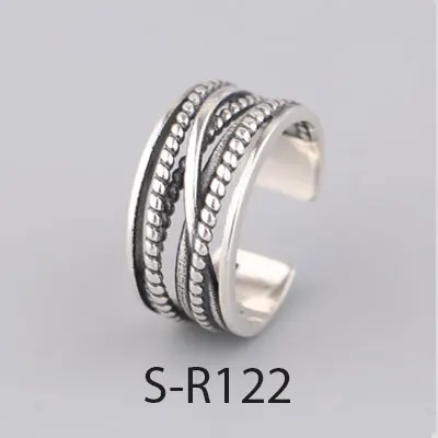 S-R122 ANENJERY, Ретро стиль, ручная работа, 925 пробы, серебряные кольца для мужчин и женщин, размер 18 мм, регулируемые тайские серебряные кольца, индивидуальная S-R445 - Цвет основного камня: S-R122