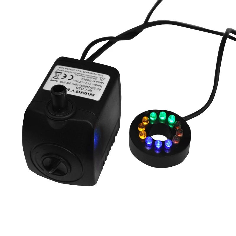 

220V Mini Pump Illumination Lamp Water Fountain Accossaries Fish Tank Artificial Aromatherapy Feng shui Craft Home Decoration
