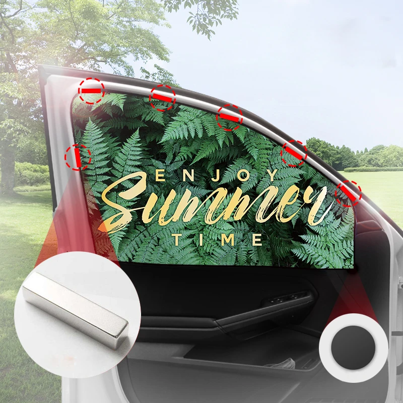 

Magnetic Summer Car Sun Retractable Screen Sunshade Side Window Heat Lateral Fabric Curtain Oxford Solar Shade UV Blades