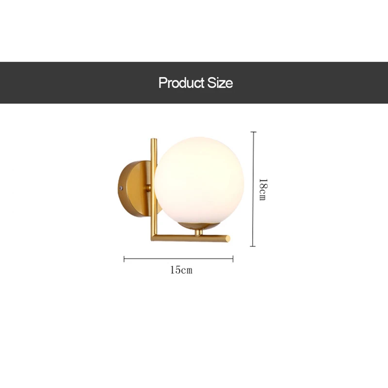 Северное золото/черное настенное освещение, современный настенный светильник из железа+ стекла, настенный светильник для прикроватной тумбы, светильник для спальни, светильники
