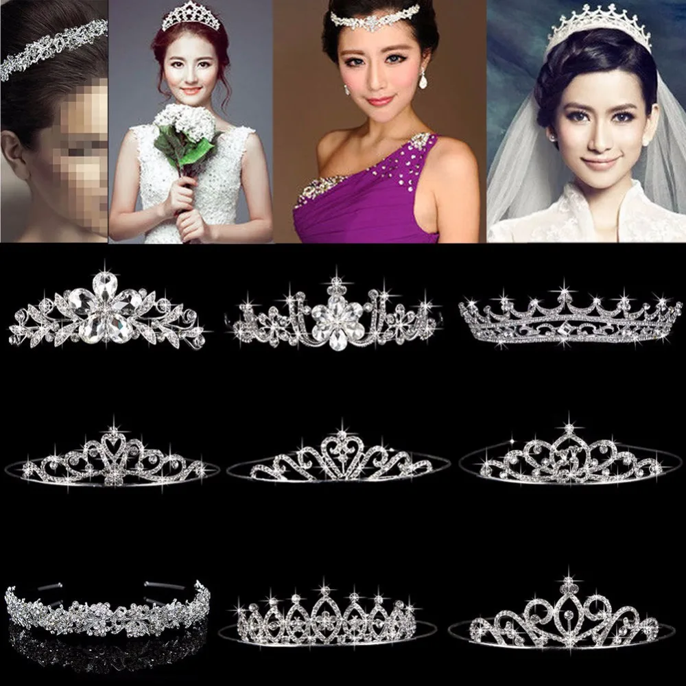 

Hot Selling Rhinestone Elegant Wedding Bridal Tiara Jewelry Crystal Crown Pageant Prom Hair Headband