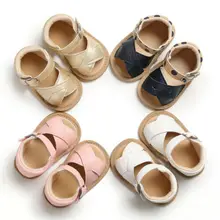Сандалии для новорожденных девочек; нескользящая обувь из искусственной кожи; летняя обувь для девочек