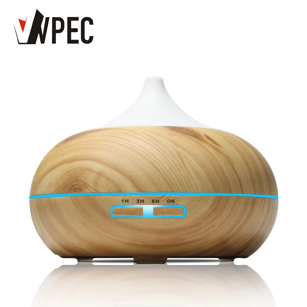 

VVPEC Electric 500ml Ultrasonic Air Humidifier Aroma Essential Oil Diffuser With Wood Grain 7 Changing Led Lights For Bedroom
