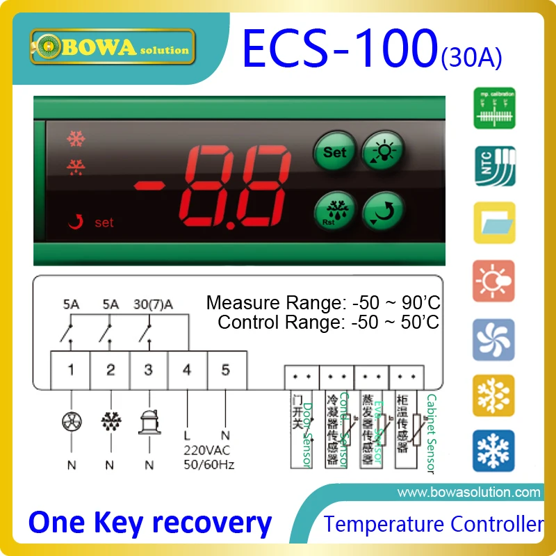 7 selectable pre set temperature controls with 2 sensors