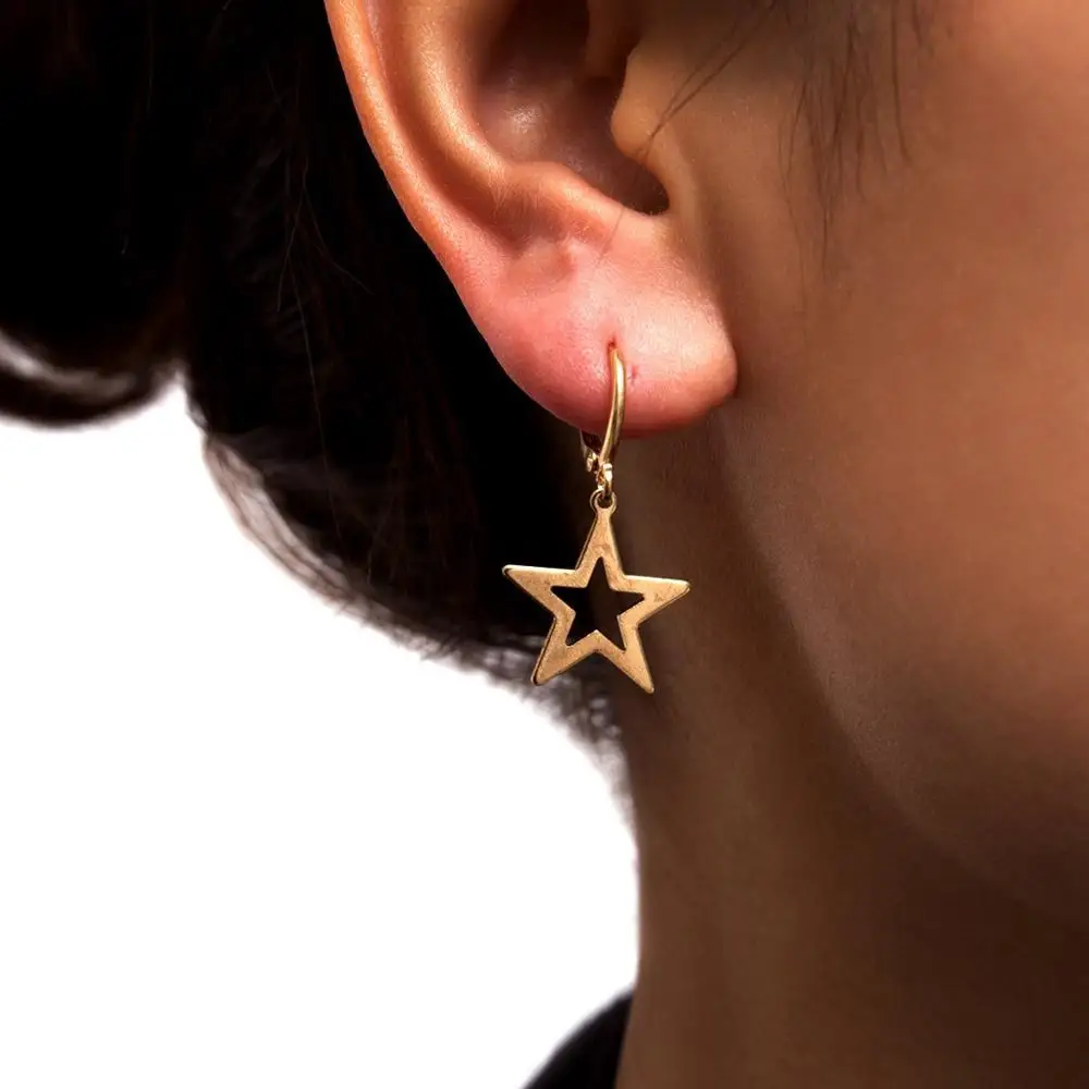 

Artilady Small Hoop Earrings for Women Gold Color Moon Star Charm Hoop Earrings jewelry Endless Earrings Gift Drop shipping