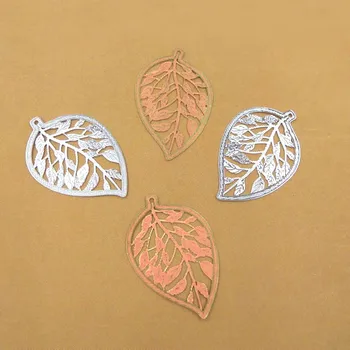 

15*24mm Vintage Filigree Leaf Charms Blanks Metal Bu Yao Hair Sticks Jewelry Accessories DIY Findings Multi-color Plated