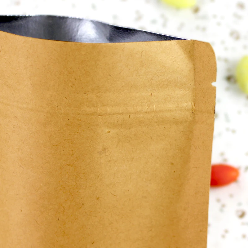 8*11 см крафт бумажный упаковочный пакет для продуктов плоская сумка на молнии