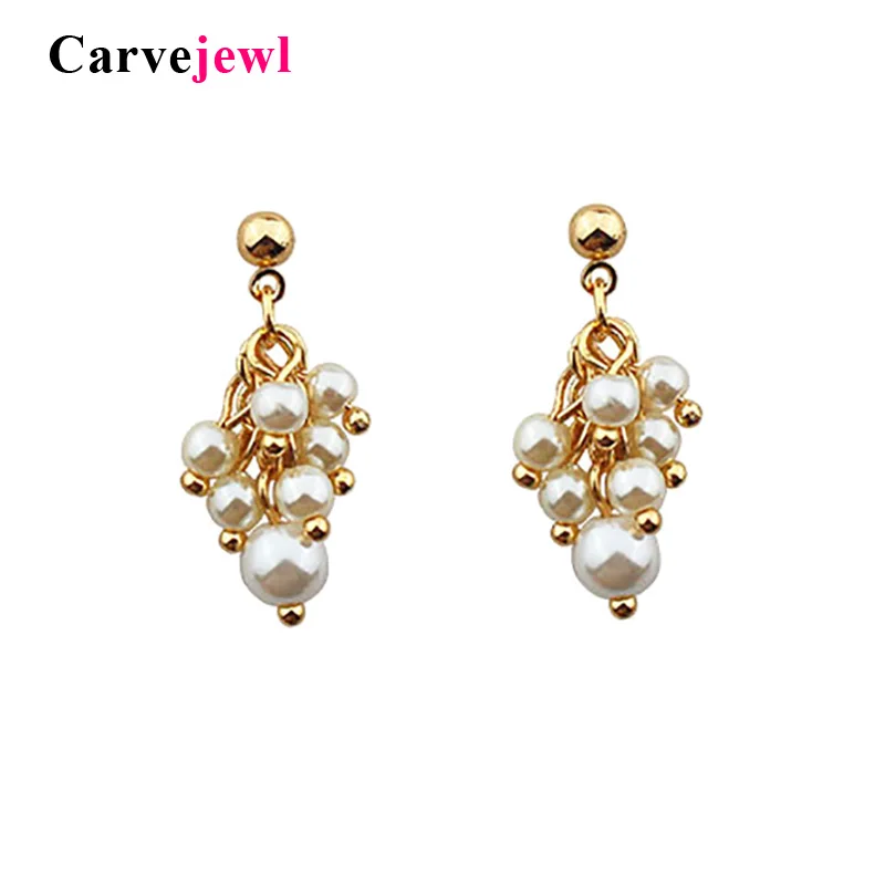 

Carvejewl Korea design high quality simulated pearl cluster Earrings Female drop Dangle Earrings For Women Girl Trendy Jewelry