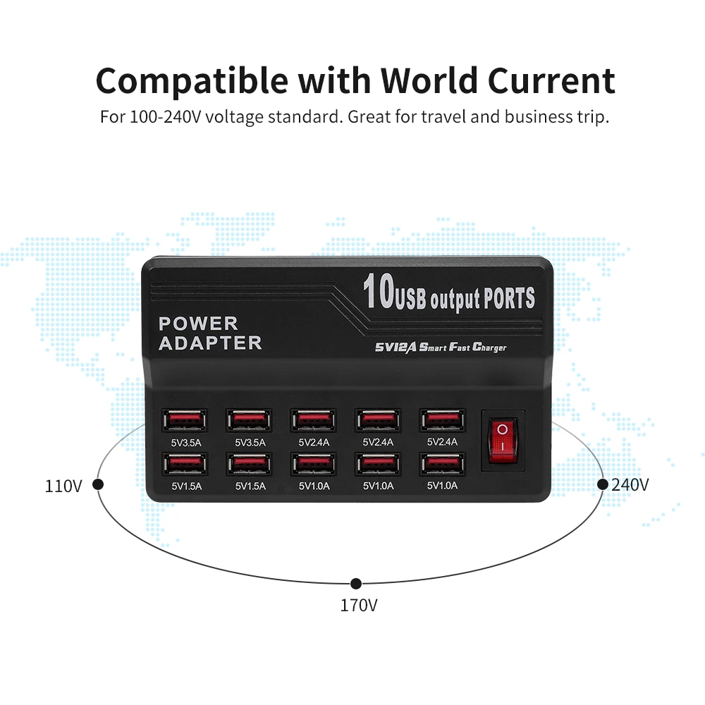 Умная зарядная станция с 10 USB портами док универсальной совместимостью для