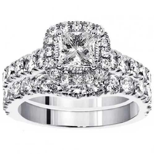 Fine Brilliant Princess Cut 0.8 Carat Simulated Diamond Halo ... Fine Brilliant Princess Cut 0.8 Carat Simulated Diamond Halo ...