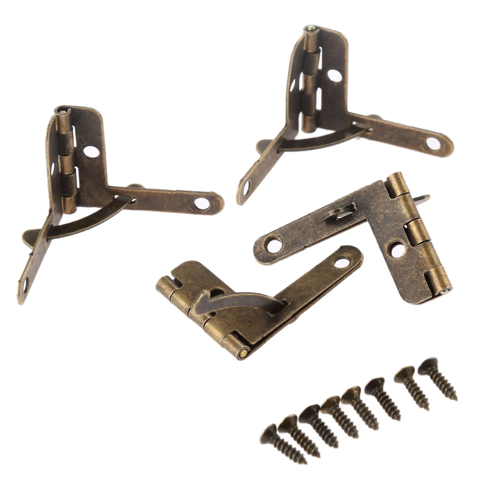 

12Pcs 28*22mm Furniture Hinges Jewelry Gift Case Wood Box Lid L 90 Degree Support Spring Hinge Antique Bronze Furniture Hardware