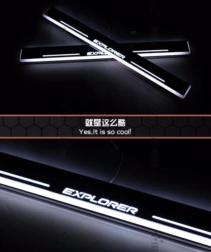 

eOsuns LED moving door scuff Nerf Bars & Running Boards door sill plate overlays linings for ford Explorer 2011-16, moving light