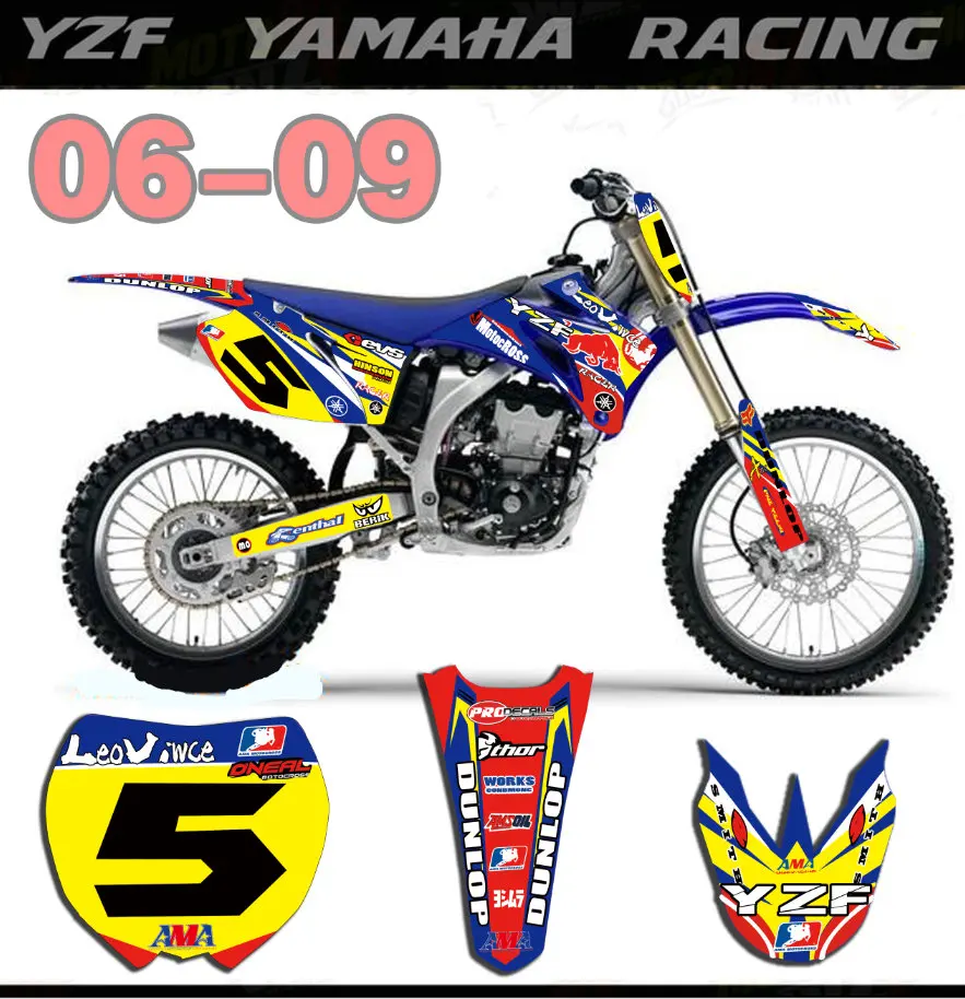 

Motorcycle bike Graphics Stickers Background Decals For Yamaha YZ250F YZ450F YZF250 YZF450 2006-2009