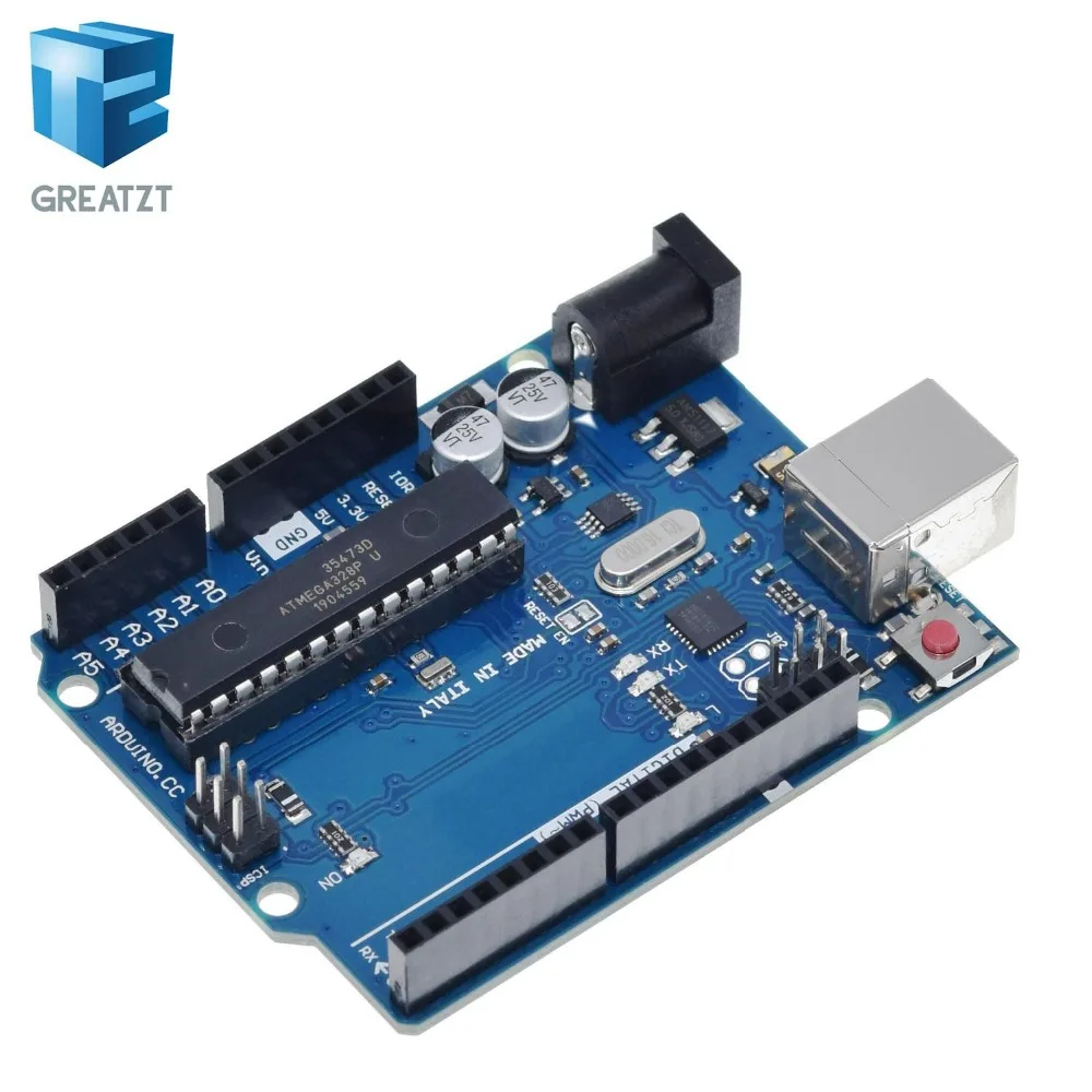 GREATZT 1 Комплект UNO R3 официальная коробка ATMEGA16U2+ MEGA328P чип для Arduino UNO R3 макетная плата+ USB кабель