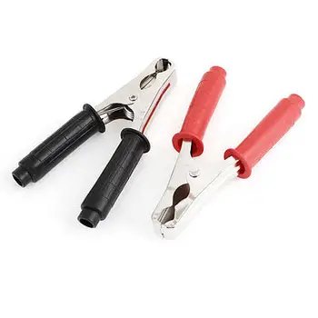 

2 Pcs 6" Length 300A Black Red Insulated Sleeve Car Alligator Battery Clips Free shipping
