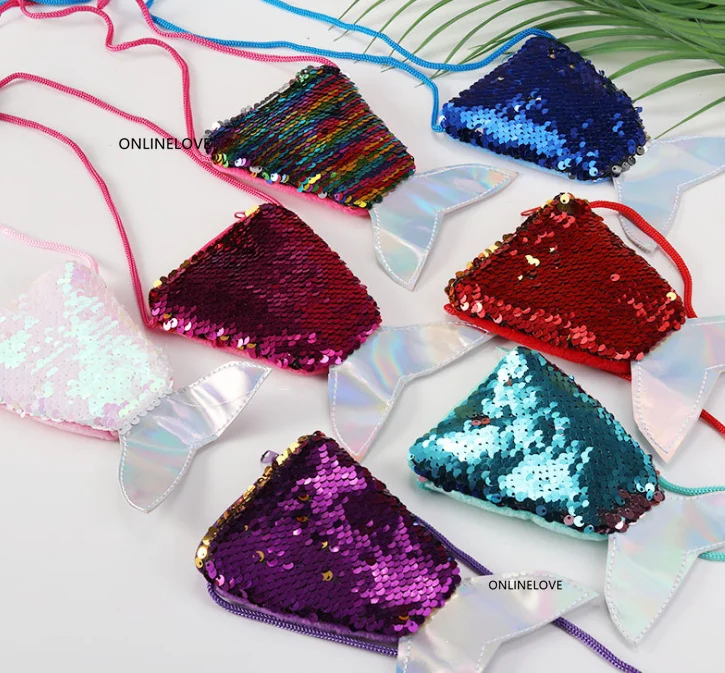

8Colors - Women's Mermaid Tail Satchel Coin Purse , Girls' Crossbody Sling Money Change Wallet Purse Bag Pouch For Kids Gifts