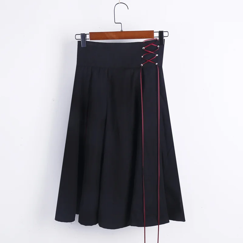 2018 Весна японская школьная форма для девочек Волшебный Массив вышивка рубашка + длинная юбка модный стиль студентов одежда черный, красный