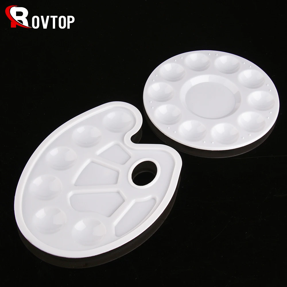 Rovtop 1pc Plastic Palette Art Paint Plastic Drawing Tray Color Palette for Oil Watercolour White Painting Pallet Painting Tool