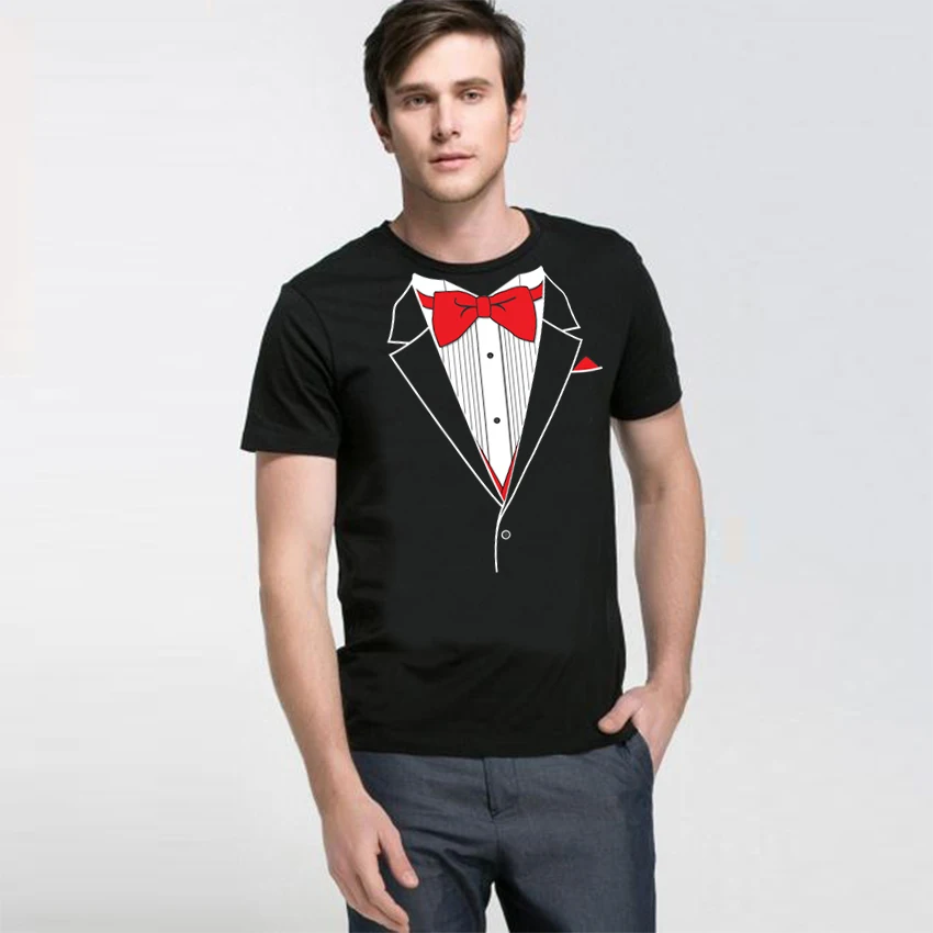 Unique Funny Tuxedo T Shirts For Men Fashion O Neck Short Sleeve 3d