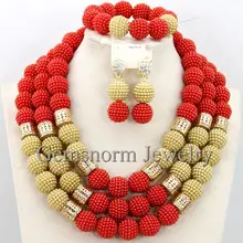 Последние нигерийские африканские бусины Свадебный комплект ювелирных изделий золото женщин Модный комплект ювелирных изделий WB175