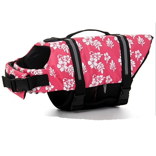 Светоотражающая полоса куртка шлейка для домашних животных Pet спасательные жилеты плавательный носить одежду оксфорды дышащие поплавок спасательный жилет для собаки - Цвет: pink flower