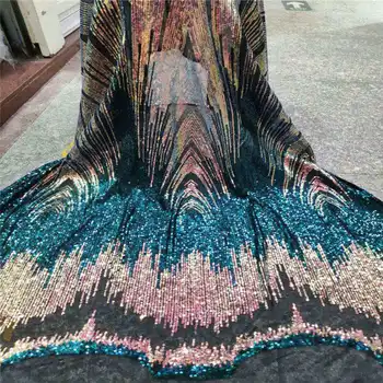 

AL african lace fabrics royal blue sequins embroidery net lace fabric for big occaison Fashion french lace fabric SJ47
