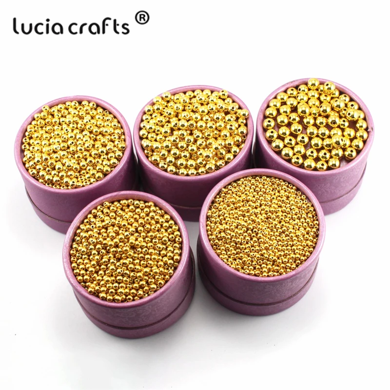 Золотистые и Серебристые бусины Lucia crafts 3/4/5/6/8 мм из сплава незакрепленные для